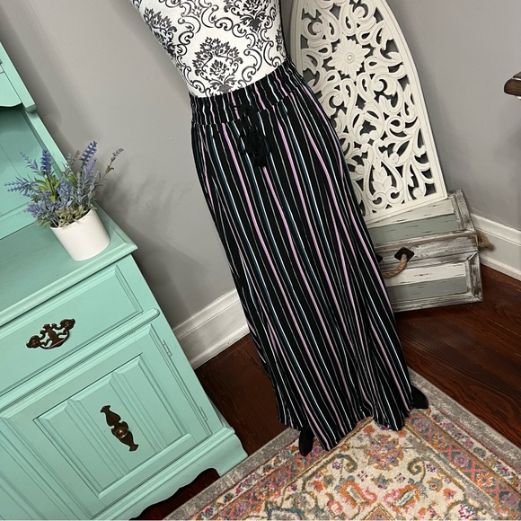 Torrid Striped Maxi Skirt Size 1 Pull On Black Purple - Picture 3 of 10